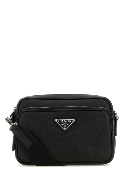 Prada Man Black Leather Crossbody Bag