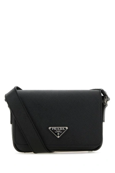 Prada Man Black Leather Crossbody Bag