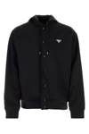 Prada Logo Plaque Drawstring Jacket In Black