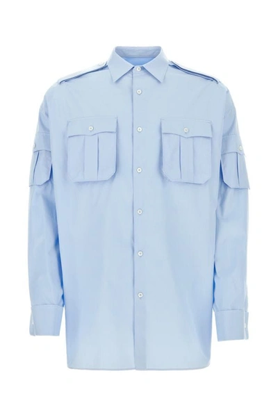 Prada Man Light-blue Poplin Oversize Shirt