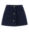 PRADA PRADA WOMAN NAVY BLUE WOOL BLEND MINI SKIRT