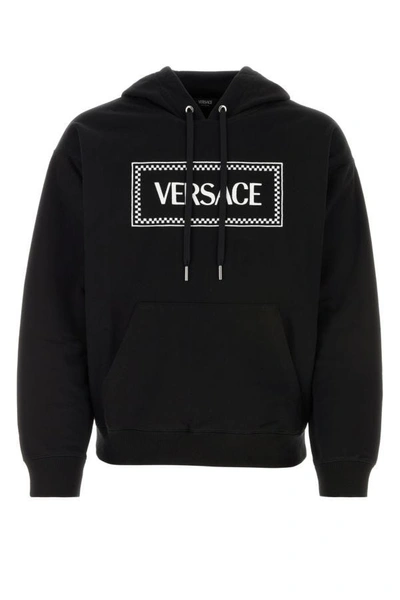 Versace Black Cotton Hooded Sweatshirt