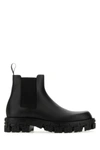 VERSACE VERSACE MAN BLACK LEATHER GRECA PORTICO ANKLE BOOTS