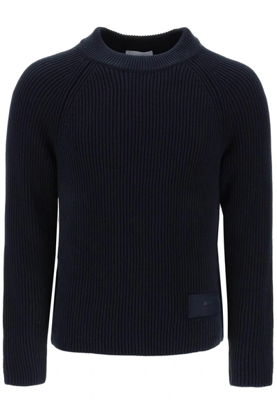 Ami Alexandre Mattiussi Cotton And Wool Blend Sweater In Blue