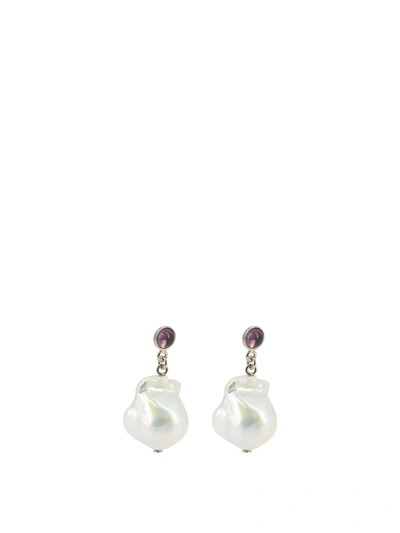 Chloé Hand-cut Pearl Earrings, Unique Shape & Color, 2cm Length, For Women In White