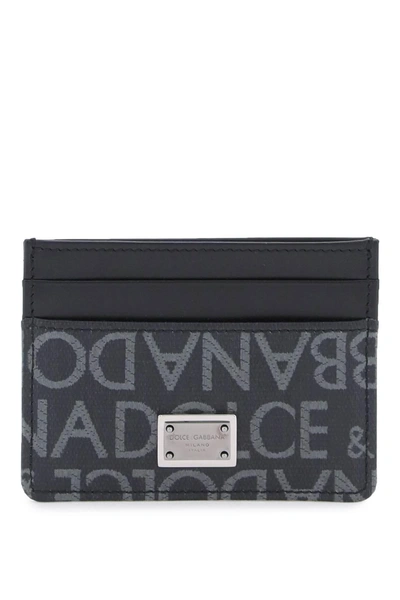 Dolce & Gabbana Coated Jacquard Cardholder In Black