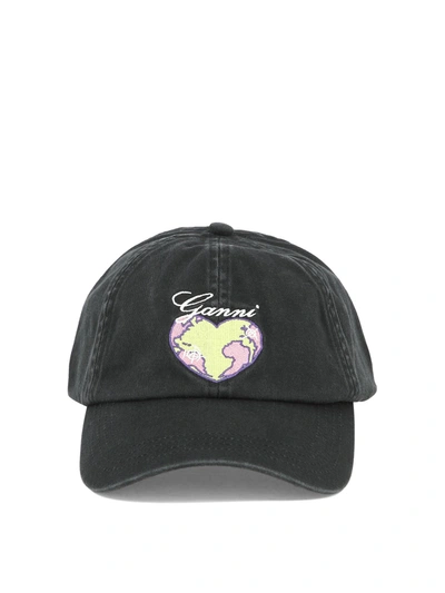 Ganni Cap With Graphic Embroidery