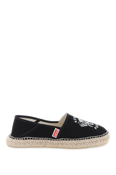 Kenzo Canvas Espadrilles With Logo Embroidery In Black