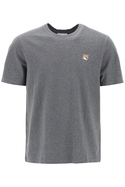 Maison Kitsuné Gray Fox Head T-shirt In Dark Grey Melange