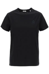 Isabel Marant Étoile Black Crewneck T-shirt With Logo Embroidery In Cotton Woman Isabel Marant Etoile