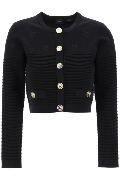 Pinko Ciliegio Cardigan With Love Birds Detailing In Black