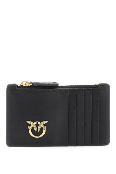 Pinko Love Birds Diamond Card Holder In Black