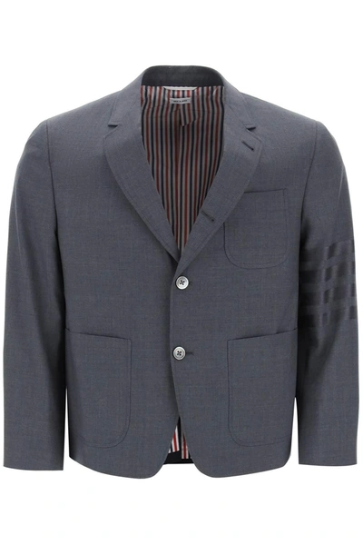 Thom Browne 4-bar Jacket In Light Wool In Grey