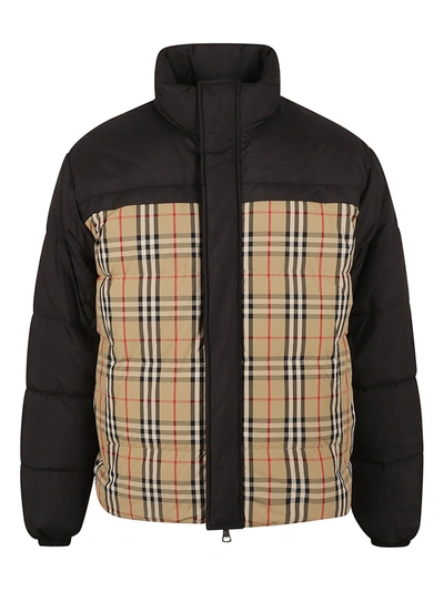 Burberry Checked Reversible Padded Jacket In Archive Beige
