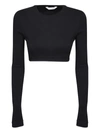 PALM ANGELS PALM ANGELS CREWNECK LONG-SLEEVED CROPPED TOP