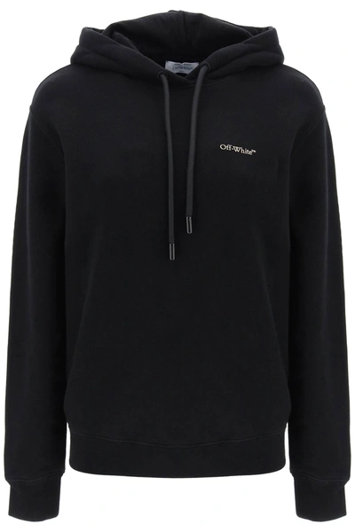 Off-white Hoodie With Back Embroidery In Black