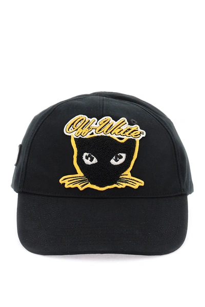 Off-white Cat Varsity Baseball Cap In Black Yellow (black)