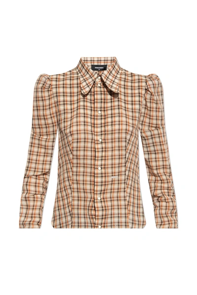 Dsquared2 Checked Shirt  In Beige