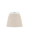 PALM ANGELS PALM ANGELS BEIGE MINI SKIRT WITH INVERTED WAIST