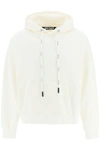 PALM ANGELS PALM ANGELS WHITE HOODIE WITH TONE ON TONE LOGO PATCH