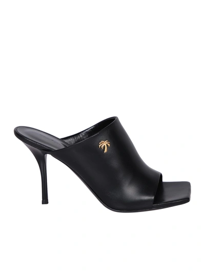 Palm Angels Palm-motif 95mm Leather Mules In Black