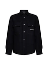 PALM ANGELS PALM ANGELS BLACK WOOL OVERSHIRT WITH LOGOS