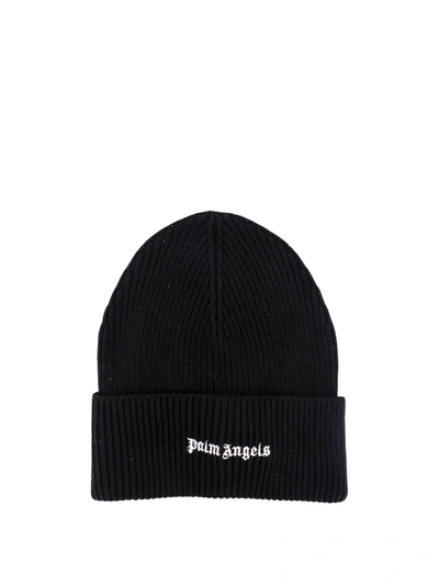 Palm Angels Ribbed Knit Beanie In Black