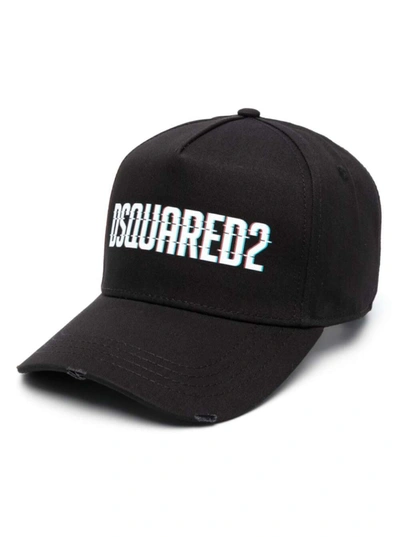 Dsquared2 Black Baseball Cap With  Lettering Print