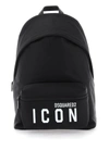 DSQUARED2 DSQUARED2 BE ICON BLACK FABRIC BACKPACK