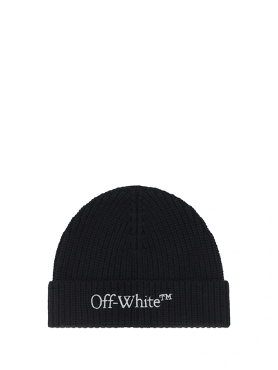 Off-white Beanie Hat In Black Silv