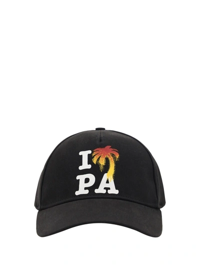 Palm Angels I Love Pa Print Baseball Cap In Black Whit