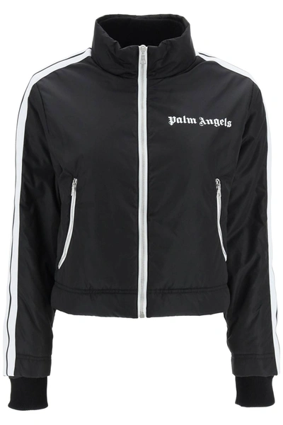 PALM ANGELS PALM ANGELS BLACK PADDED TRACK JACKET WITH LOGO