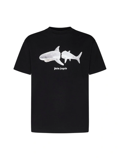 Palm Angels T-shirt In Black Cotton In Black White