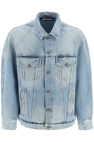 Palm Angels Oversized Denim Jacket In Blue