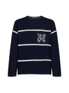 PALM ANGELS PALM ANGELS STRIPED SWEATER WITH MONOGRAM