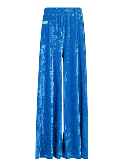 Dsquared2 Wide-leg Velour Palazzo Pants In Blue