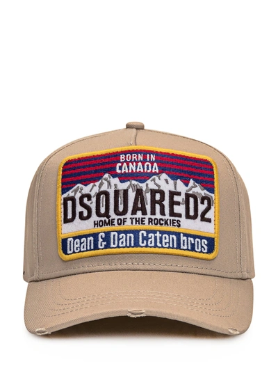 Dsquared2 Beige Baseball Cap With Patch In Brown