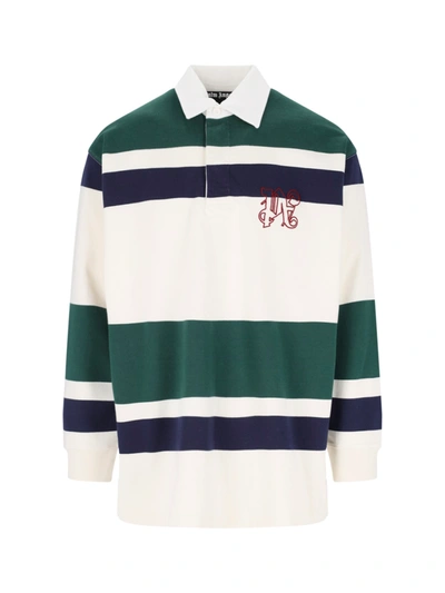 Palm Angels Pa Monogram Rugby Polo In Cream