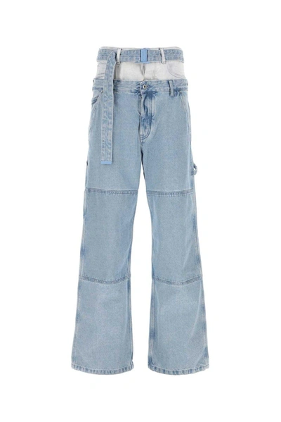 Off-white Logo Patch Belted Wide Leg Jeans In Default Title