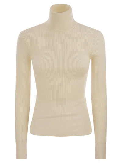 Canada Goose Ivory High Collar Wool Turtleneck Jumper For Women