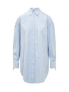 Off-white Striped Cotton-poplin Shirtdress In Light Blue