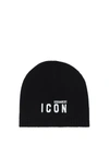 Dsquared2 Dsquared Women Black Wool Blend Beanie Hat In M063