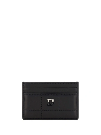 Dsquared2 D2-plaque Matelassé Card Holder In Black