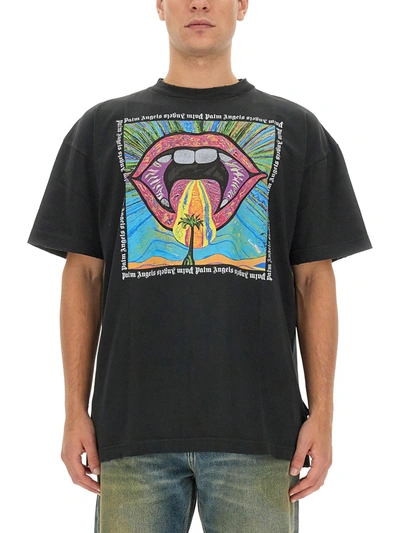 Palm Angels Crazy Mouth T-shirt In Multicolor