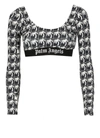 PALM ANGELS PALM ANGELS PALM-PRINT SCOOP NECK CROPPED TOP