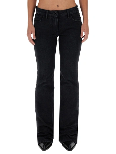 Off-white High-rise Wide-leg Jeans In Nero
