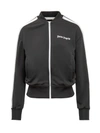 PALM ANGELS PALM ANGELS BLACK SPORTY BOMBER JACKET WITH CONTRAST BANDS