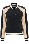 PALM ANGELS PALM ANGELS SPORTY BOMBER STYLE JACKET IN BLACK AND NUDE