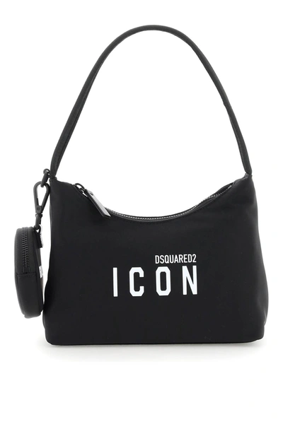 Dsquared2 Be Icon Black Shoulder Bag In Nero+nero