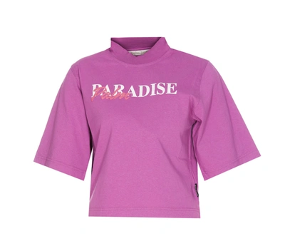 Palm Angels Paradise Palm Crop T-shirt In Purple